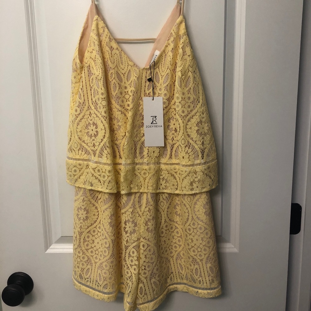Yellow lace Romper NWT